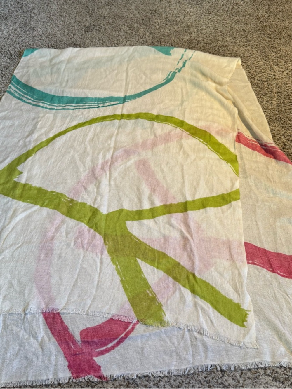 Armand Diradourian Peace Sign Silk/Cashmere Wrao Scarf - Picture 3 of 4